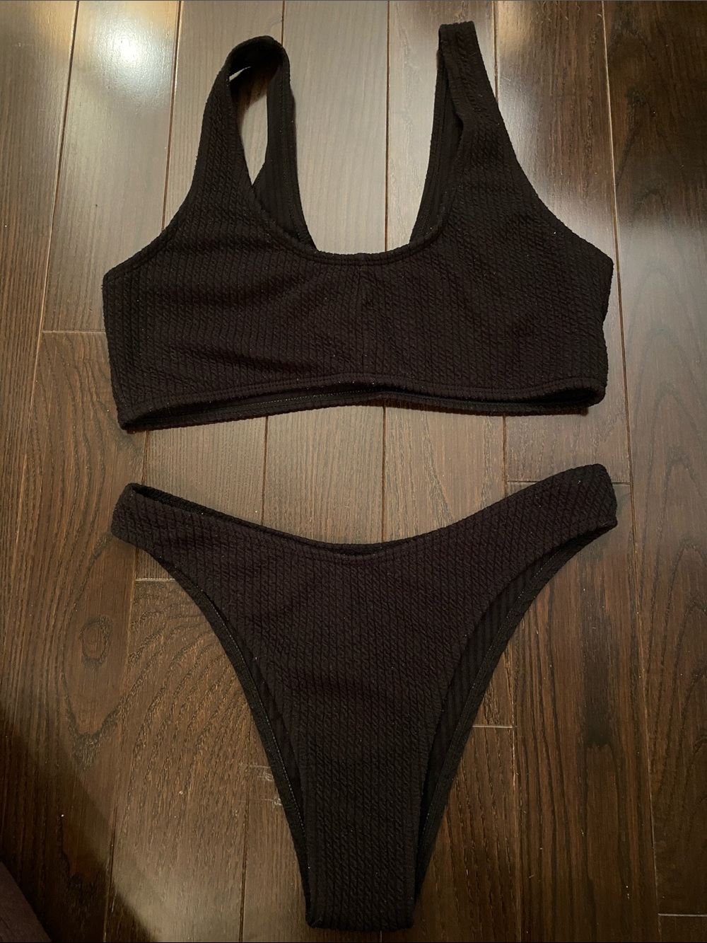 Black Women's Textured Bikini Set